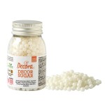 Decora 5mm Shiny White Sugar Pearls, 100g