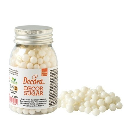 White Maxi Sugar Pearls - Decora Shiny White Pearls 7mm