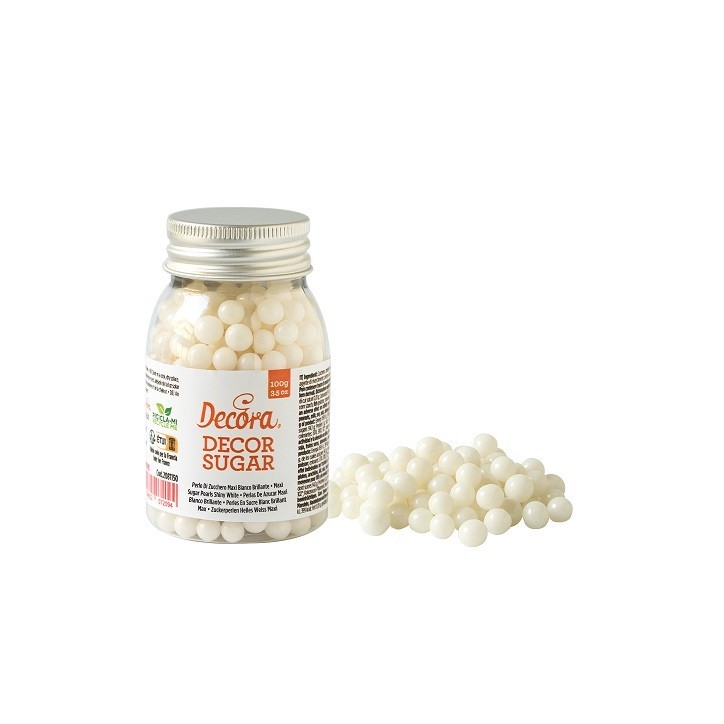 Zuckerperlen Weiss 7mm - Shiny White Maxi Zucker-Perlen
