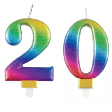 Birthday Candle für 20th Birthday - Rainbow Metallic