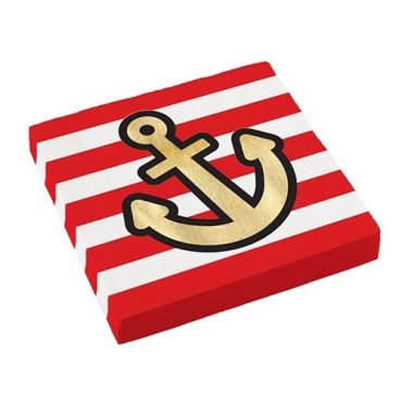 Golden Anchor Napkins - Pirates Party Napkins - Pirates Map Tableware