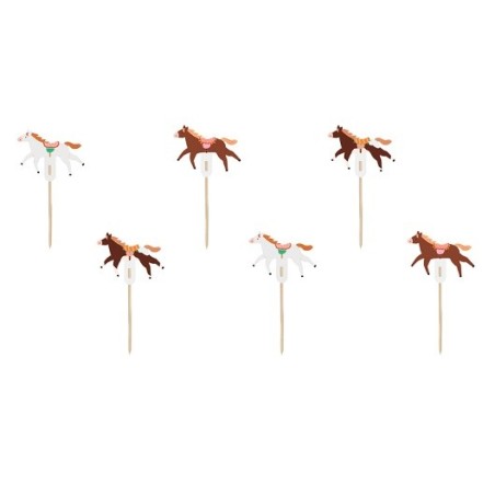 PartyDeco Cupcake Topper Horses, 6 Stück