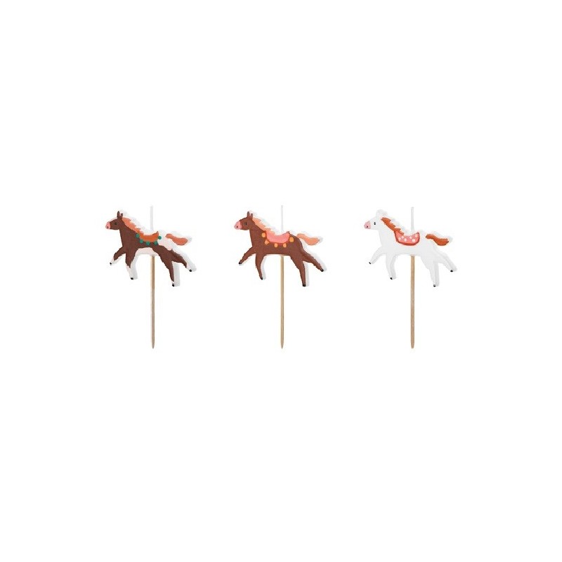 PartyDeco Horse Birthday Candles, 3pcs