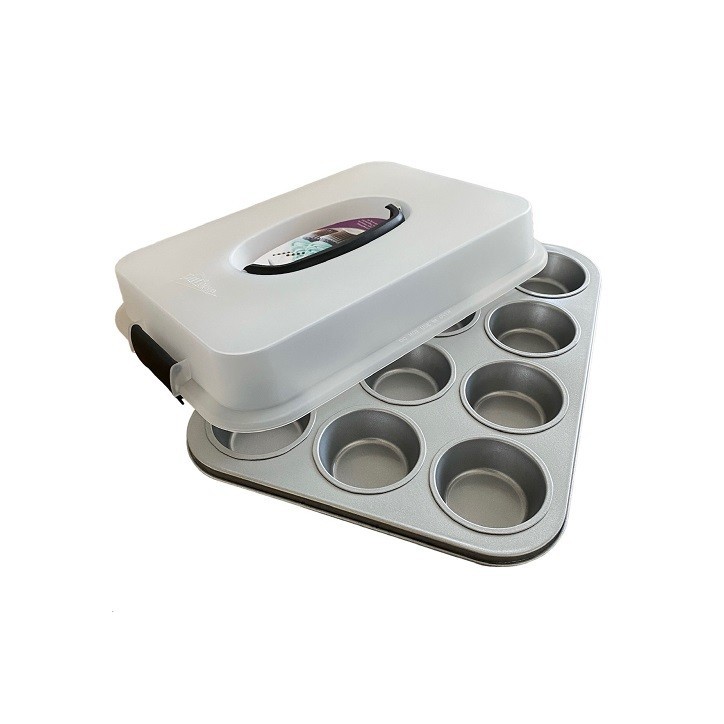 Muffin Pan with Carrying Lid - Cupcake Caddy Muffin Pan with Carrying Lid - Cupcake Caddy