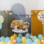 PartyDeco Banner Happy Birthday Baufahrzeuge, 2m