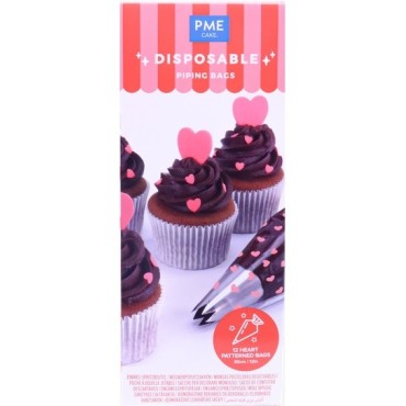 PME 30cm Disposable Plastic Icing Bags Valentines, 12 pcs