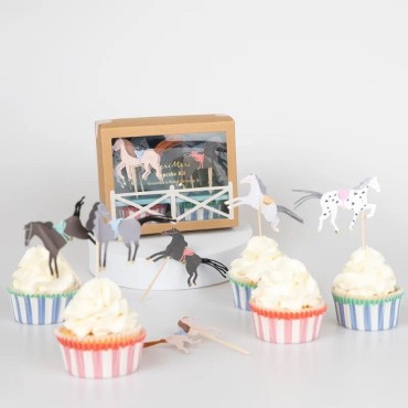 Meri Meri Horse Party Cupcake Kit – 48-piece Set for Horse Parties