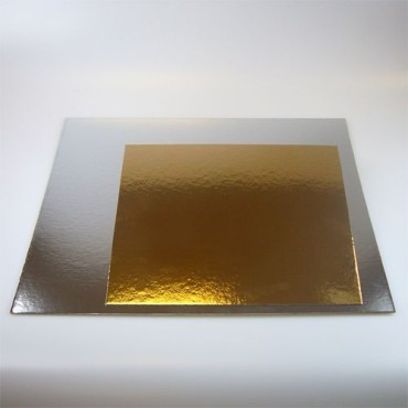 Quadratische silberne/goldene Tortenplatten 35x35cm