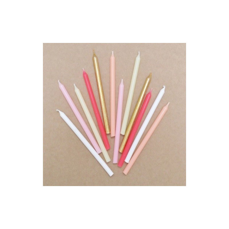 ScrapCooking Birthday Candles in Pink & Gold Tones, 12 pcs