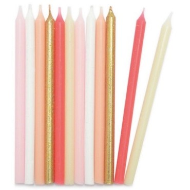 ScrapCooking Candle Set – Pastel & Gold – 12 Pieces for Cakes