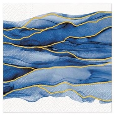 20 Watercolor Waves Lunch Napkins – Elegant Table Decor, 33x33 cm