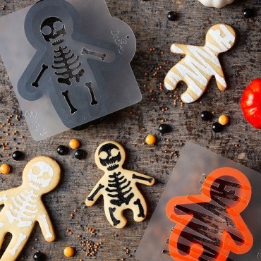 Lebkuchenskelett-Ausstechform und Schablonenset – Halloween-Backen