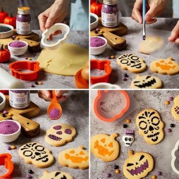 Halloween Cookie Cutters and Stencils Set for Spooky 3D Designs