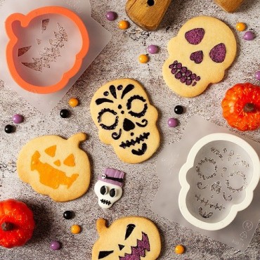 Halloween Cookie Cutters and Stencils Set for Spooky 3D Designs