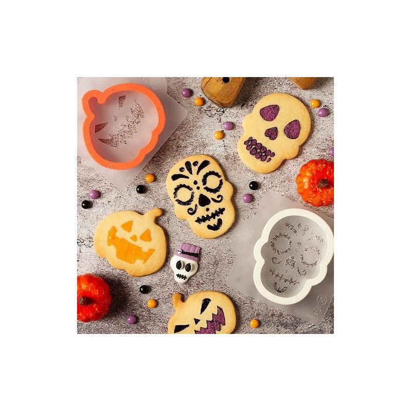 Decora Halloween Pumpkin / Skull Cutters & Stencil Set