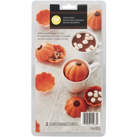 Wilton Pumpkin-Shaped Hot Cocoa Bomb Mold Create 3D Chocolate Delights