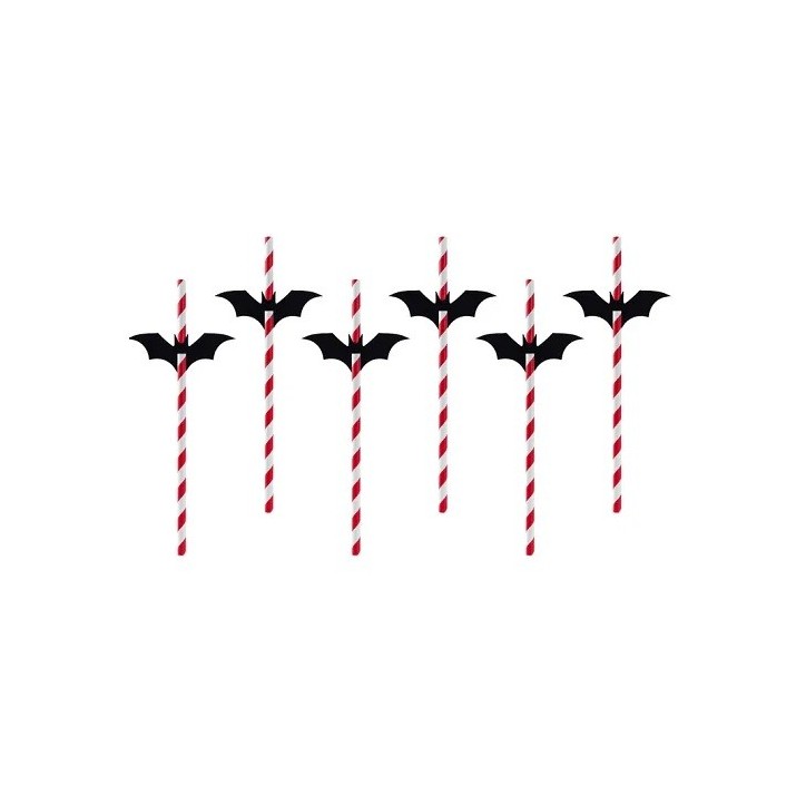 PartyDeco Bat Straws, 6 pcs