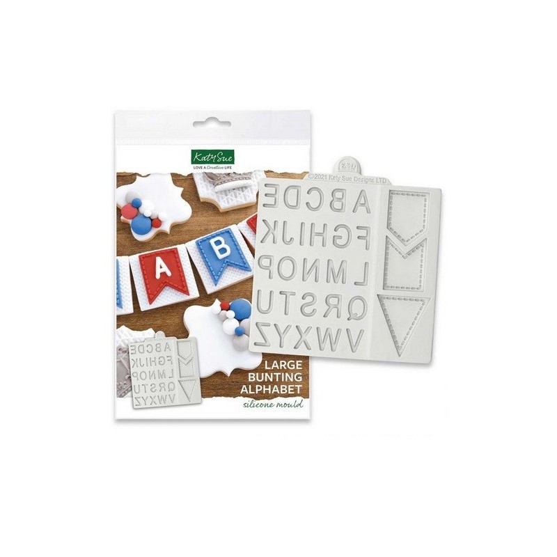 Katy Sue Mould Large Bunting Alphabet Silicone Mould