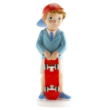 Kuchentopper Kommunion Junge mit Skateboard - 16,3 cm