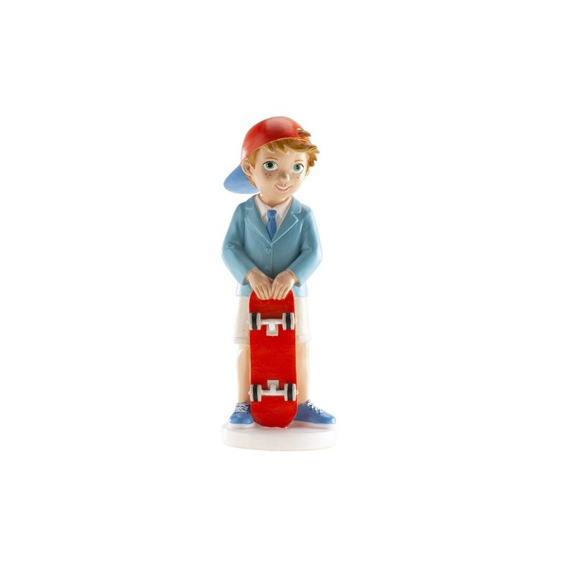 deKora Communion / Confirmation Boy with Skateboard Cake Topper, 16.3cm