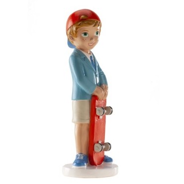 Kuchentopper Kommunion Junge mit Skateboard - 16,3 cm