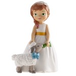 deKora Communion / Confirmation Girl with Sheep Cake Topper, 16cm