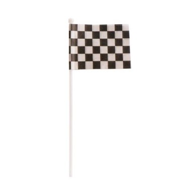 Racing Flags Plastic and Paper 8.5 cm – Set of 10 for Cake & Party Decorations