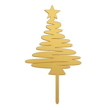 Golden Christmas Tree Cake Topper – Festive Cake Decoration