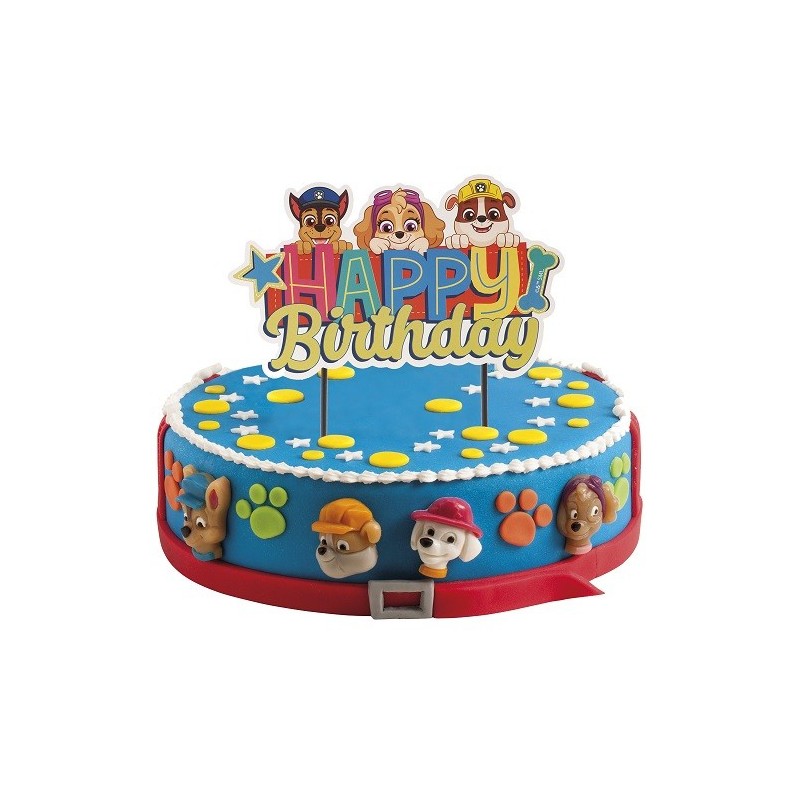 deKora Paw Patrol Happy Birthday Cake Topper, 17.5x15cm