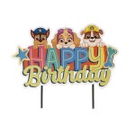 deKora Paw Patrol Happy Birthday Cake Topper, 17.5x15cm