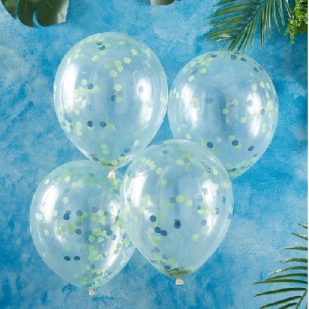 Amscan Blue and Green Confetti Balloons, 5 pcs