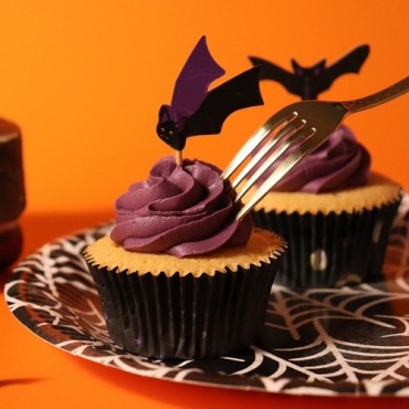 Halloween Cupcake Förmchen & Topper Set - Fledermäuse 🦇 | 48-teilig