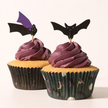 Halloween Cupcake Cases & Topper Set - Bats 🦇 | Pack of 48