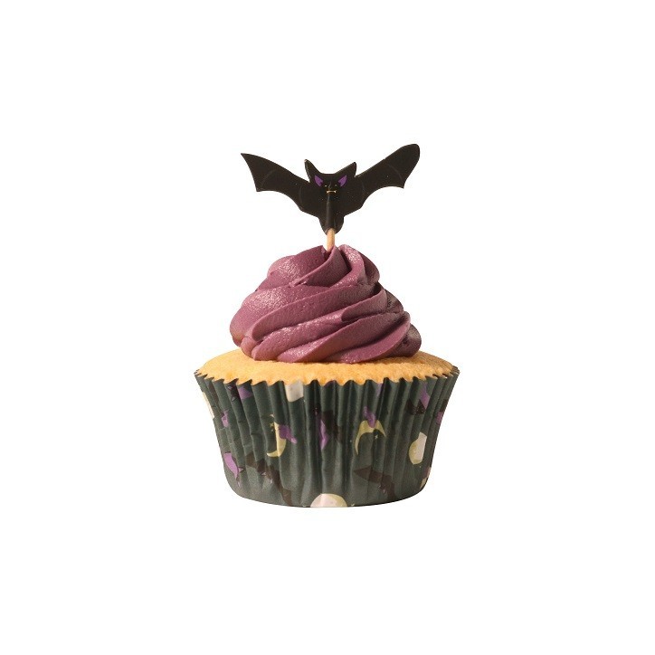Halloween Cupcake Förmchen & Topper Set - Fledermäuse 🦇 | 48-teilig Halloween Cupcake Förmchen & Topper Set - Fledermäuse 🦇 | 48-teilig