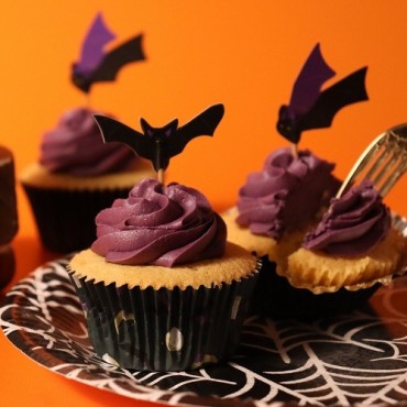 Halloween Cupcake Förmchen & Topper Set - Fledermäuse 🦇 | 48-teilig