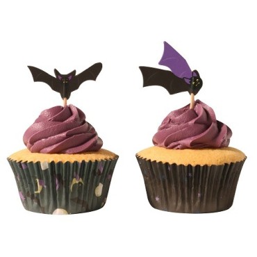 Halloween Cupcake Förmchen & Topper Set - Fledermäuse 🦇 | 48-teilig