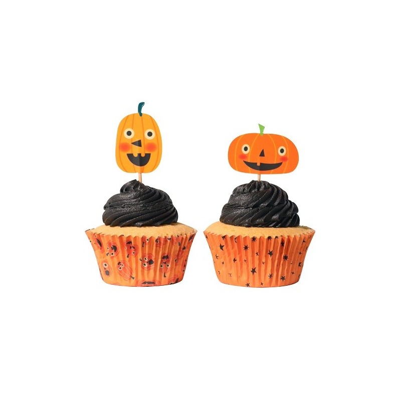 PME Jack-O-Latern Halloween Cupcake & Topper Set, 24 pcs