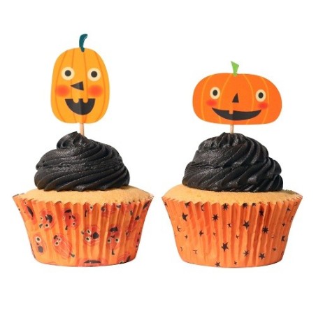 PME Halloween Cupcake Set – Jack-o-Lantern Toppers & Cases 48 pcs