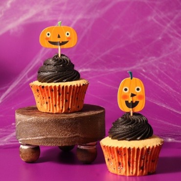 PME Halloween Cupcake Set – Jack-o-Lantern Toppers & Cases 48 pcs