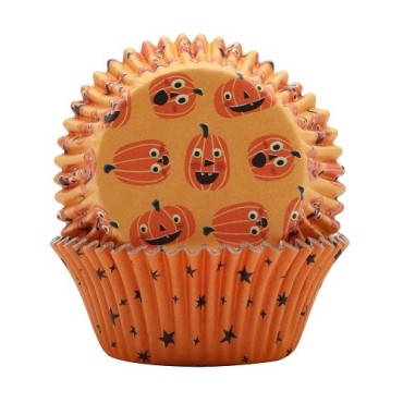 PME Halloween Cupcake Set – Jack-o-Lantern Toppers & Cases 48 pcs