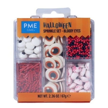 Decorate your Halloween bakes with the spooky PME Bloody Eyes Sprinkle Set. Perfect for cupcakes, cakes, and desserts.