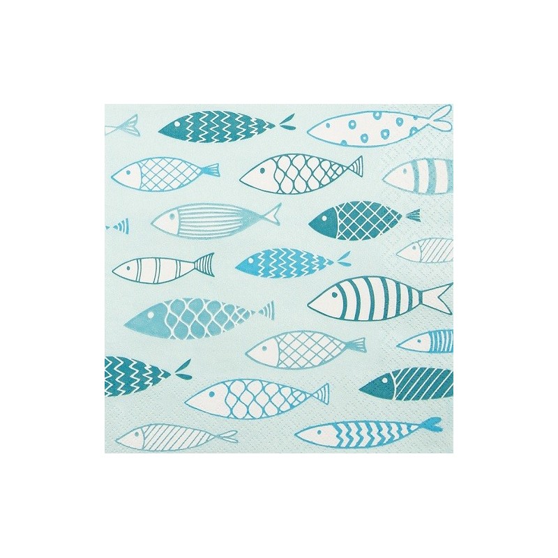 Home Fashion Napkins Fish on Tour mint, 20 pcs