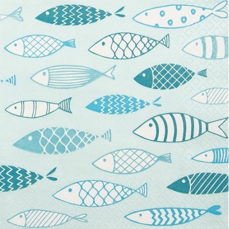 Fish on Tour Mint Napkins – Eco-Friendly Maritime Table Decor