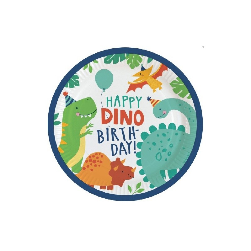 Amscan Dinosaur Birthday Plates, 8 pcs