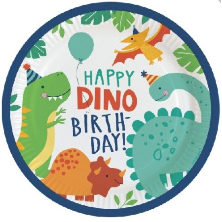 Amscan Geburstag Dino Teller, 8 Stück