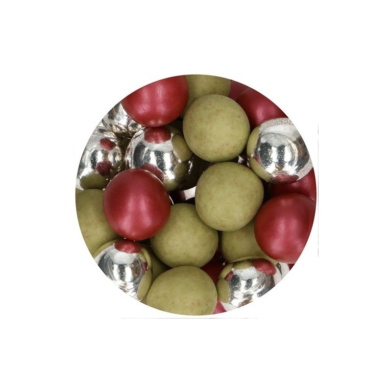 FunCakes 15mm Choco Crispy Pearls - Holly Jolly, 130g