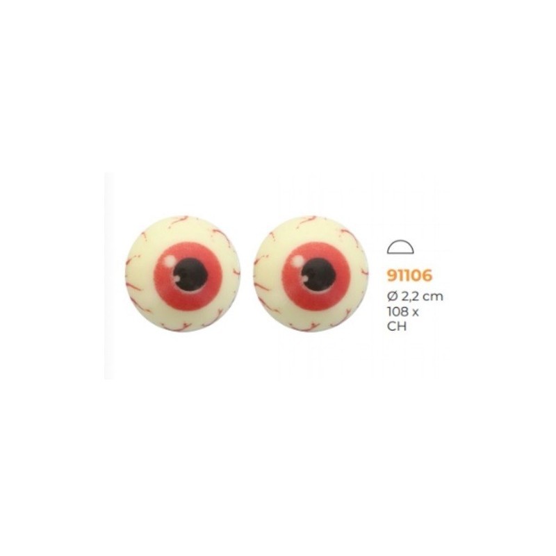 FunCakes 2.2cm Halloween Eyeballs Chocolate Decoration, 25 pcs