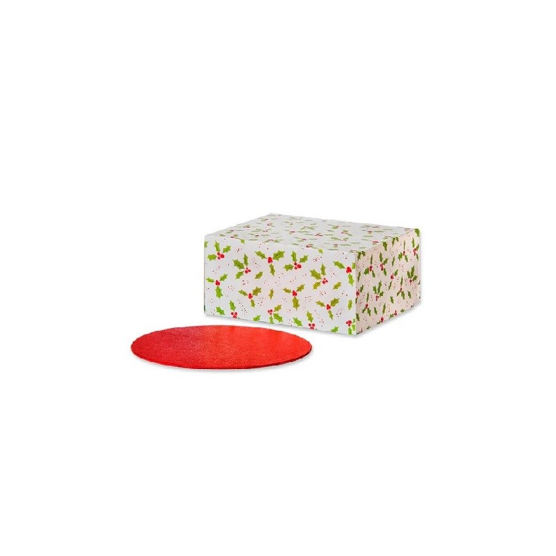 Anniversary House Holly Cake Box with Round Cake Board (25cm), 12.7x26x26cm