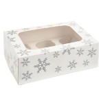 Anniversary House 6 Cupcake / Muffin Silver Snowflake Box