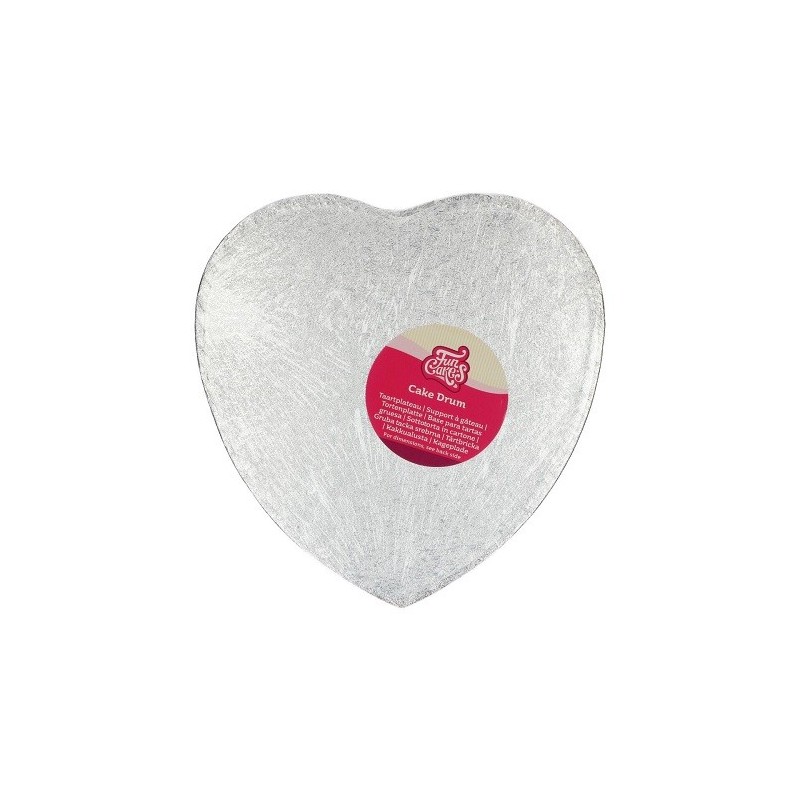 12mm Heart Cake Board Silver 27.5cm